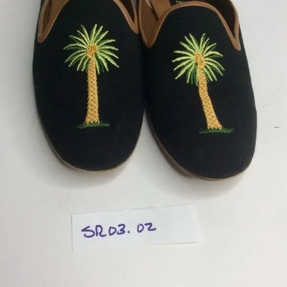 Zalo Smoking Loafer Green Embroidered Palm Trees - Picture 9 of 9